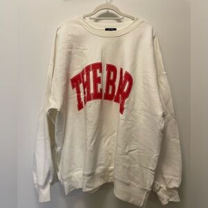The Bar White Sweatshirt with Red Logo